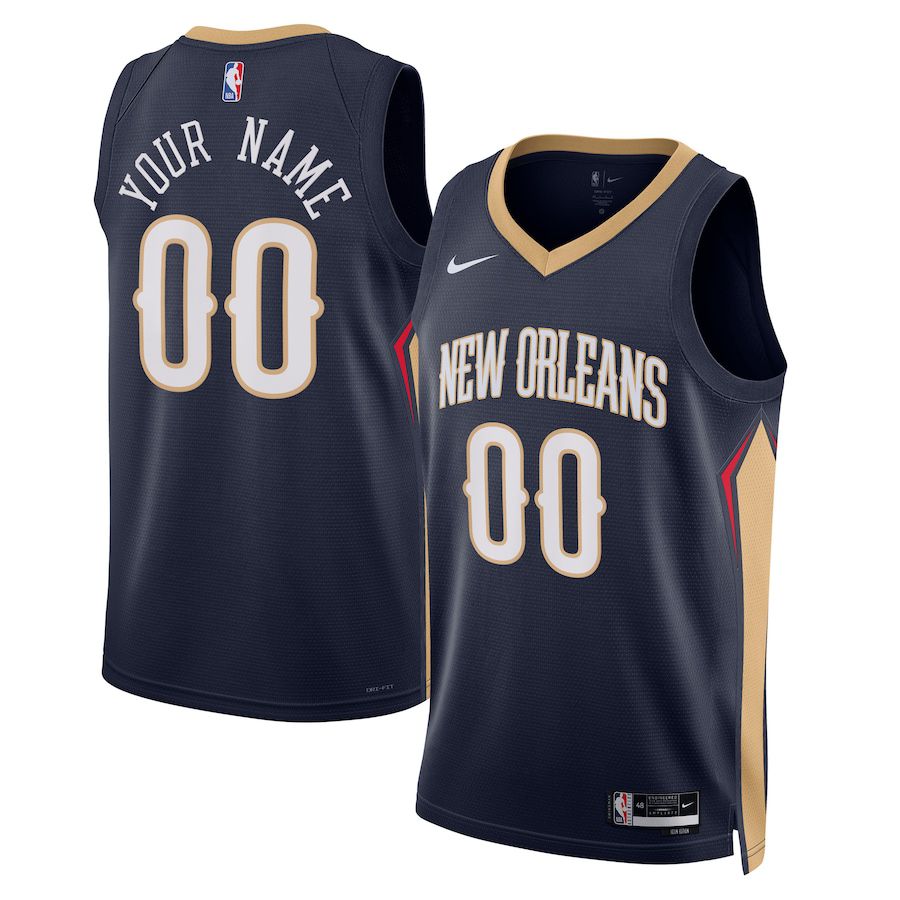 Men New Orleans Pelicans Nike Navy Icon Edition 2022-23 Swingman Custom NBA Jersey